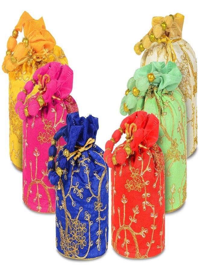 Ankit Traders AT Multicolour Royal Potli Bags for Women Pack of 12 | Beads Handle Bridal Batwa Purse | Ideal for Wedding, Festive & Return Gifts - Image 1